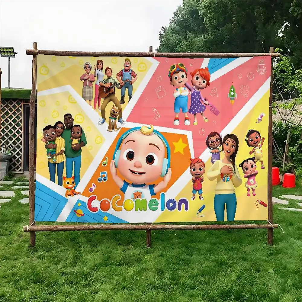Cute C-CoComelon Cartoon Flag Art Science Fiction Room Home Decor Wall Hanging Home Decor Banner