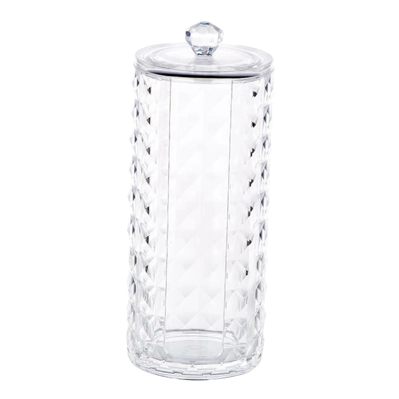 Clear Acrylic Makeup Brushes Storage Case with Lid Cotton Pad Organizer Holder for Vanity Desk Bathroom Countertop Cosmetic