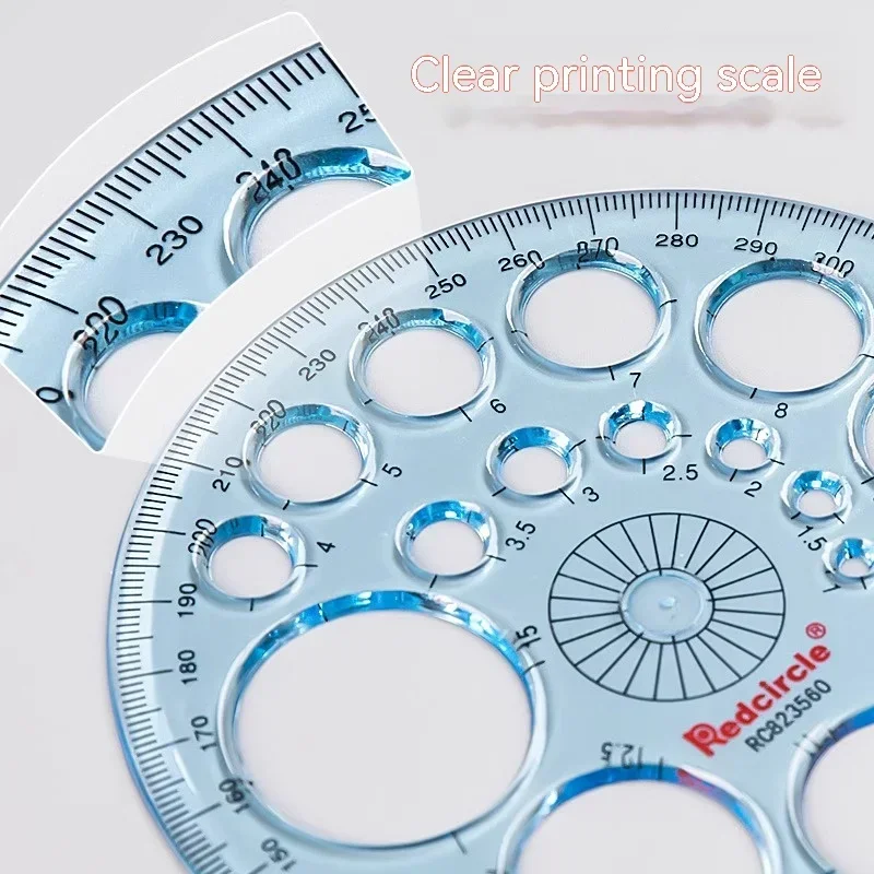 Multifunctional Geometric Template Measuring Ruler 360 Degree Round Ruler Circles Drawing Shape Template Ruler for Office School