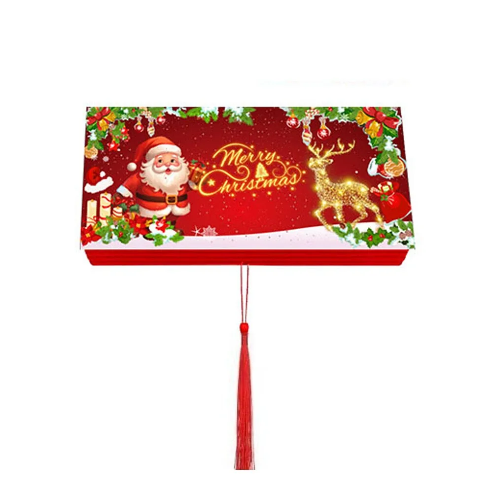 New Santa Claus Christmas Cash Gift Envelope Christmas Tree with 10 Slots Folding Banknote Card Christmas Red Envelope