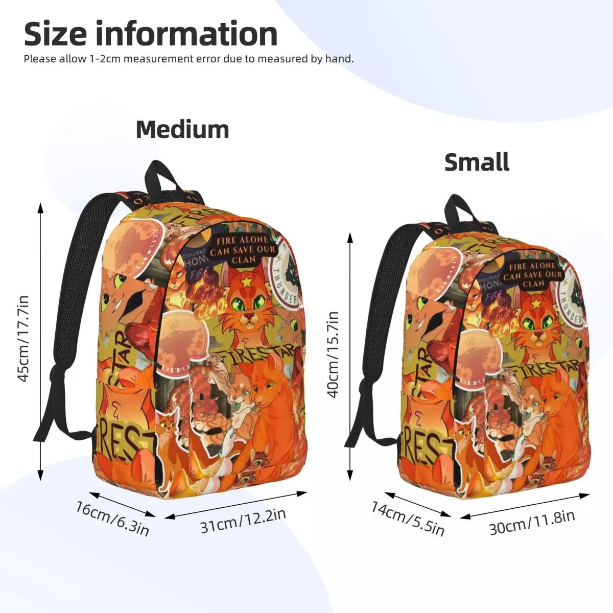 Warrior Cute Cats Lovers Backpack Daypack Large Capacity Kids BookBag School Bag Shoulder Bags for Boys Girls