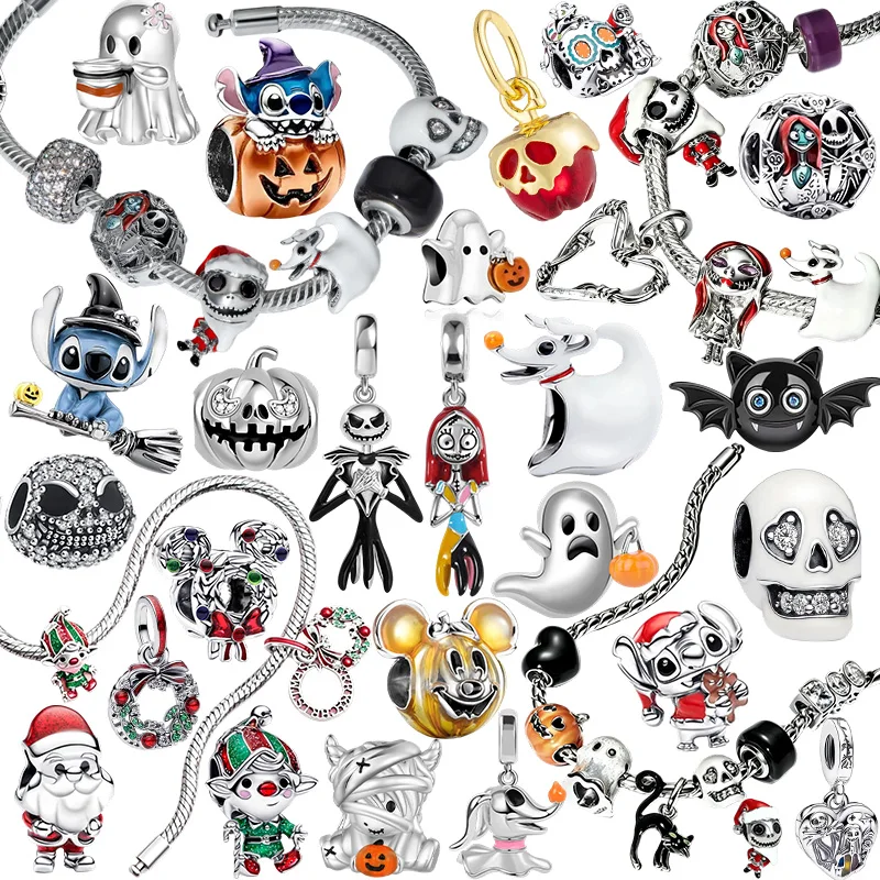 NEW The Nightmare Before Christmas Halloween Ghost Charm Beads Fit Snake Bracelet DIY Jewelry Gift