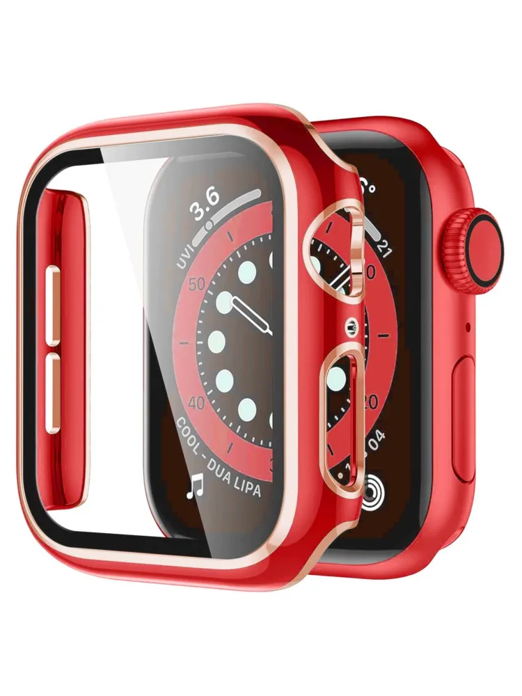 Screen Protector For Apple watch Case 45mm 44mm 41mm 42mm 40mm 38mm PC Bumper Tempered Glass+Cover iWatch series 9 8 7 SE 6 5 4