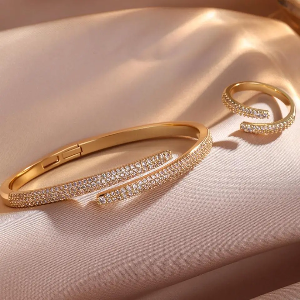 Women's Micro-set Zircon Ring Bracelet Two-piece Set