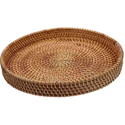 Multifunction Rattan Storage Basket Food Tray Woven Bread Multi-function Coffee