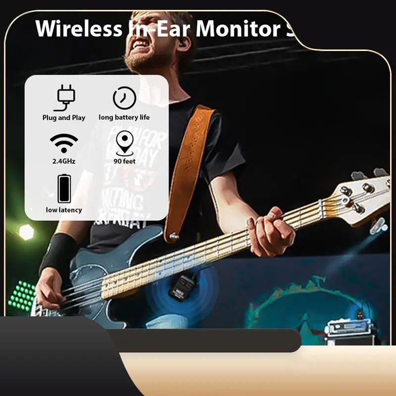 

Беспроводная система передачи монитора наушников 2,4 ГГц, перезаряжаемый IEM-приемник передачи данных, моно/стереопереключатель-T44C