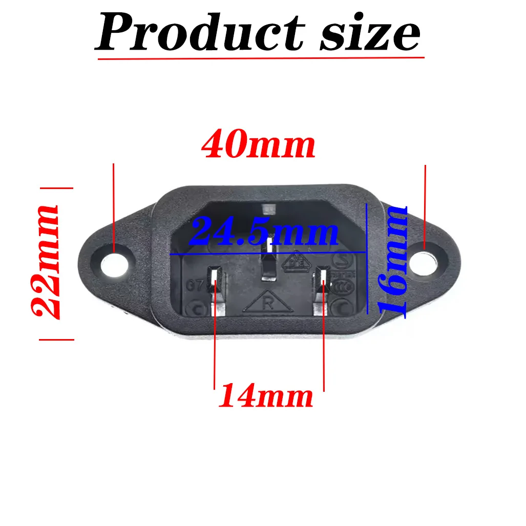 250V10A Schwarz 3Pins Terminal lEC320 C14 Einlass Steckdose AC-04 Panel Mount AC Buchse Stecker Aufladen