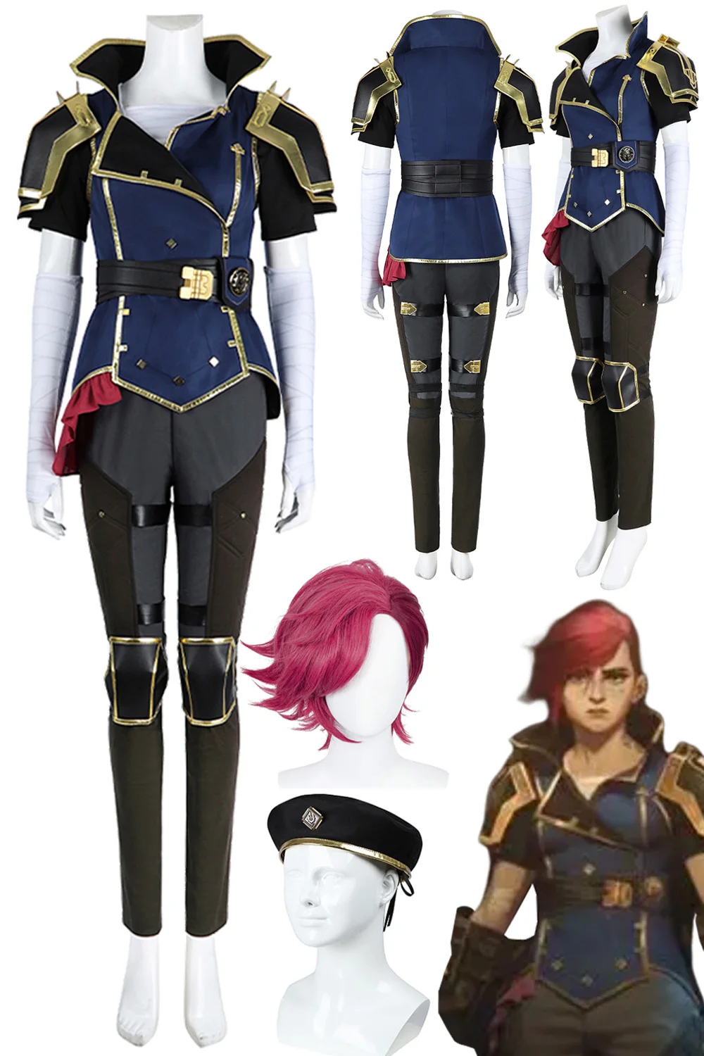 Fantasia Arcane Vi Cosplay Sheriff Clothing Wigs 2024 Anime Game LoL 2 Disfraz Costume Women Halloween Carnival Party Clothes