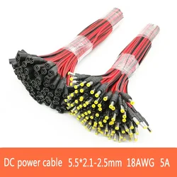 18 AWG Male Female Power DC Connector 2pin 5A 5-24V Power Adapter 30cm Wire Cable 5.5x2.1mm Plug for TV Camera LED Strip Lights