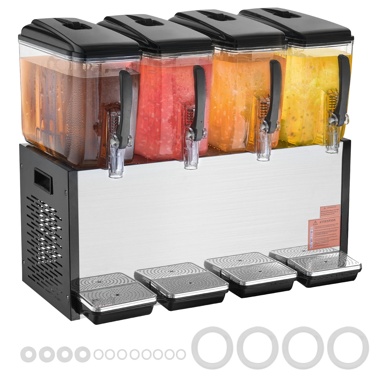 SucceBuy-dispensador de bebidas comercial, 4 tanques, 10L/12L por tanque, dispensador de jugo, máquina de bebidas de té helado de acero inoxidable