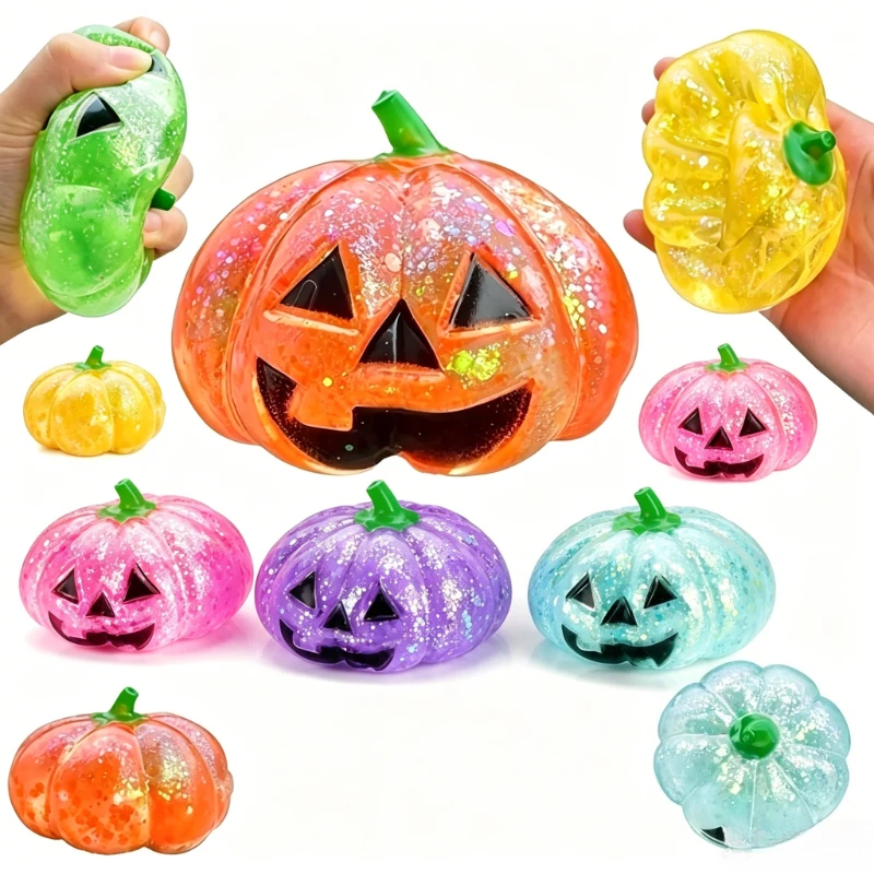 Halloween-Kürbis Maltose-Stressball, Quetschspielzeug, Weicher Stressball mit Langsamer Rückfederung, Fidget-Spielzeug zur Stresslinderung, Lustiges Geschenk für Erwachsene – Detail 1