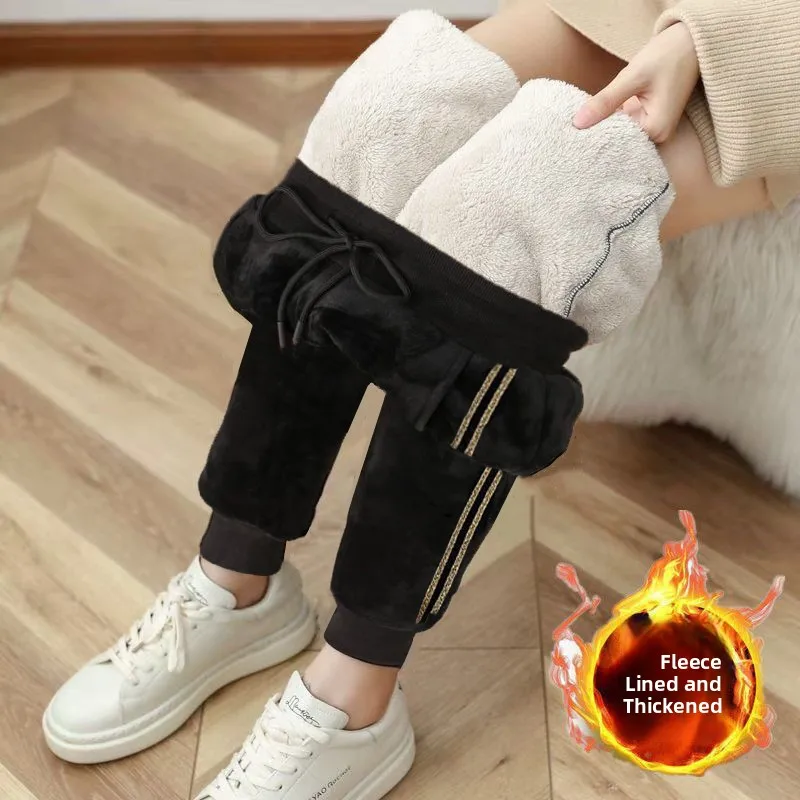 

Утягивающие повседневные женские брюки Харлан с высокой талией на подкладке, осень-зима, новые модные бархатные полиэстеровые брюки с девятью точками