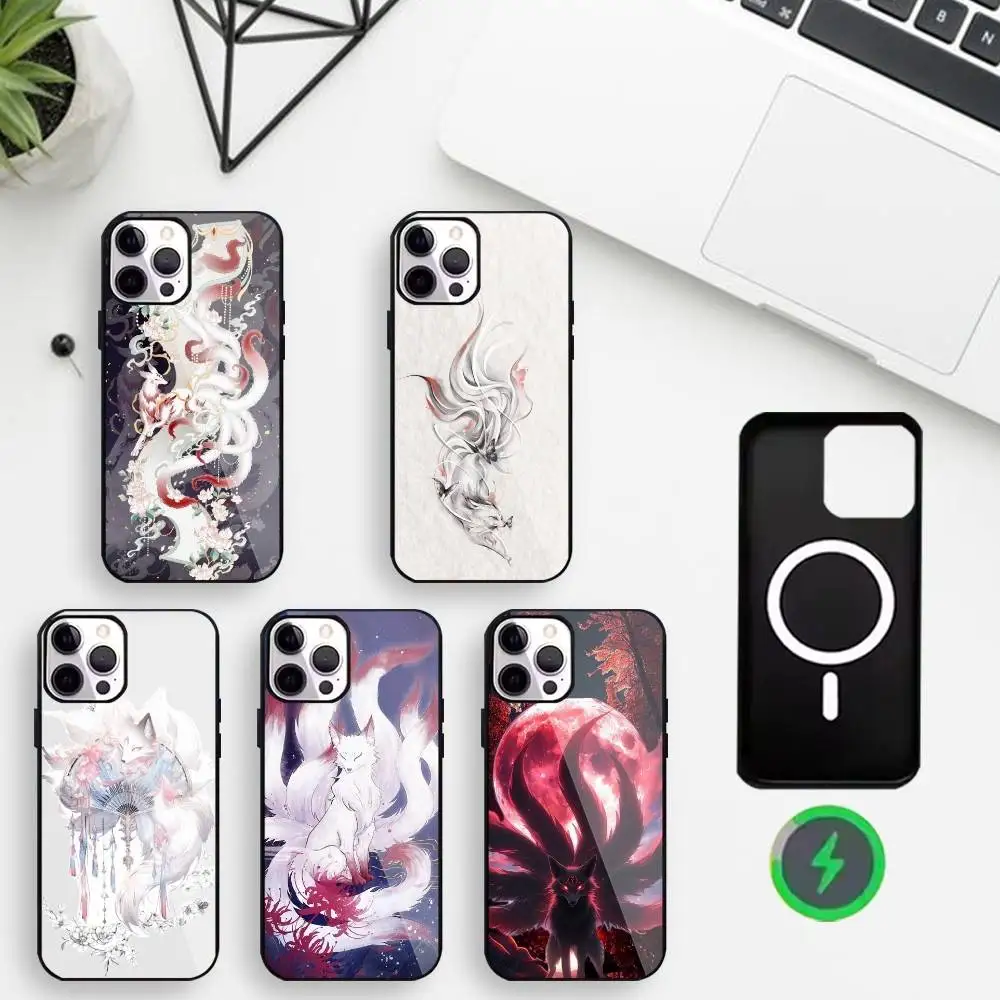 

Nine tailed f-fox Phone Case For iPhone17,16,15,14,13,12,Wireless charging protective case soft cover