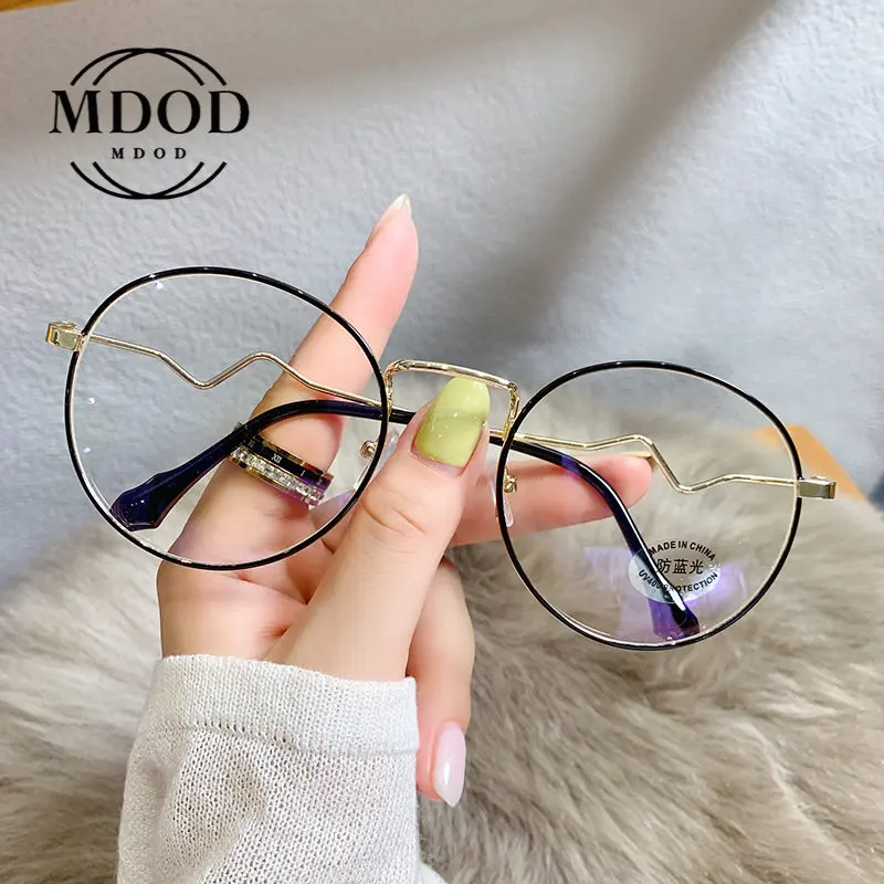 

Retro Myopia Glasses Women Blue Light Glasses Round Fashionable EyeGlasses Degrees 0 To - 6.0