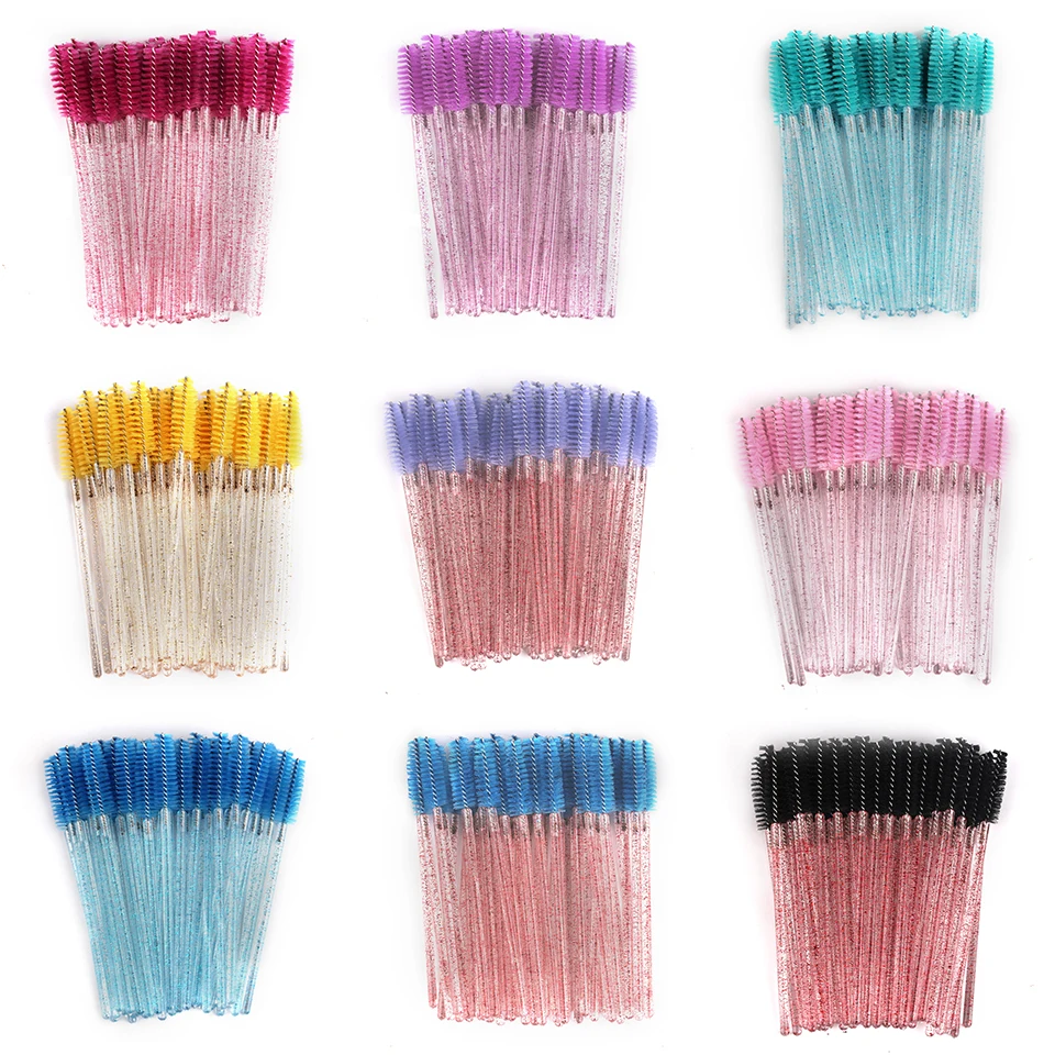 50 قطعة فرشاة الرموش كاذبة رمش فرشاة ، ماسكارا رمش فرشاة للمكياج ، كريستال عصا الماسكارا المتاح فرش ثلاثية الأبعاد حجم رمش #1