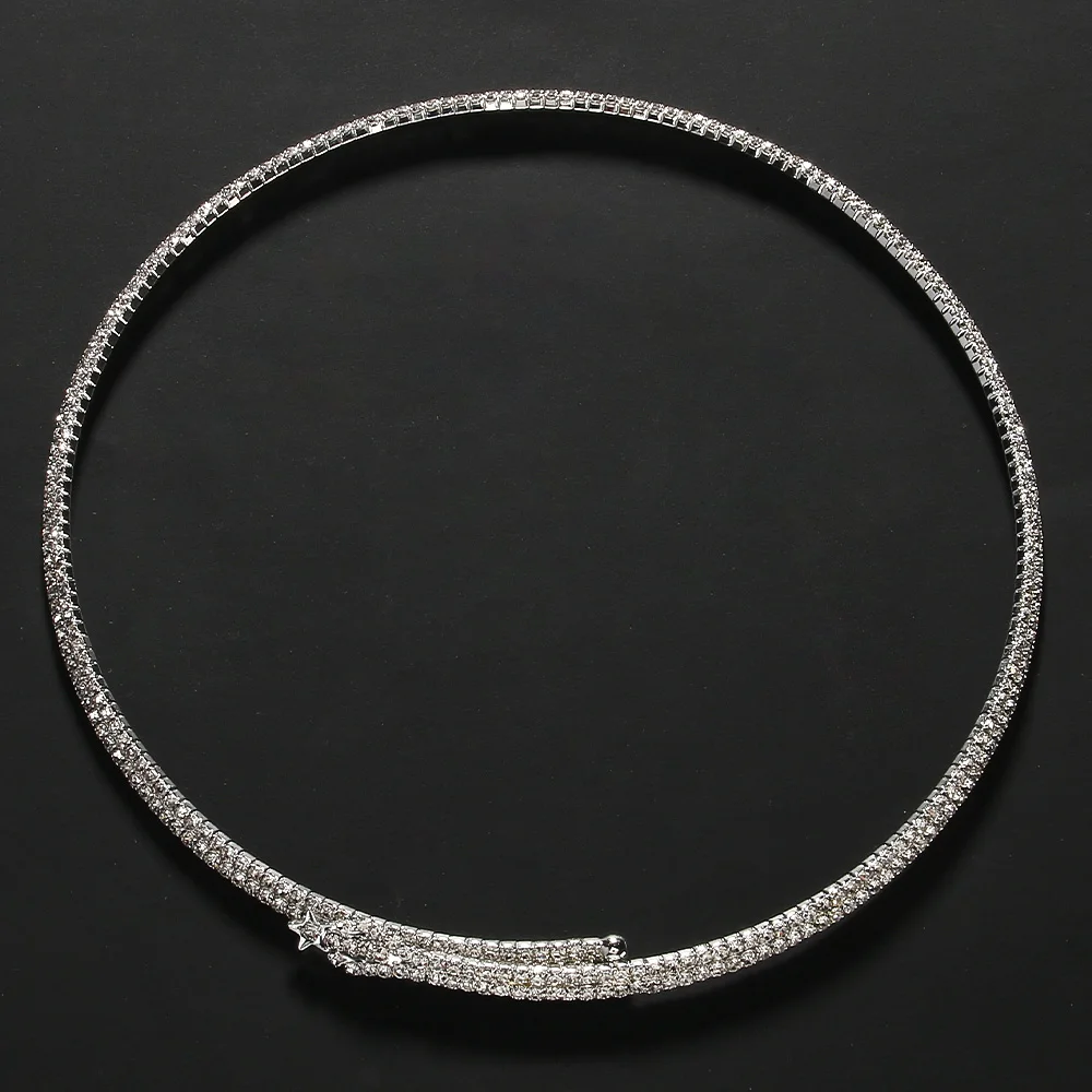 Stonefans Star Rhinestone Open Choker Nightclub Clavicle Accessories 2024 Bling Adjustable Collar Necklace Jewerly for Man Women