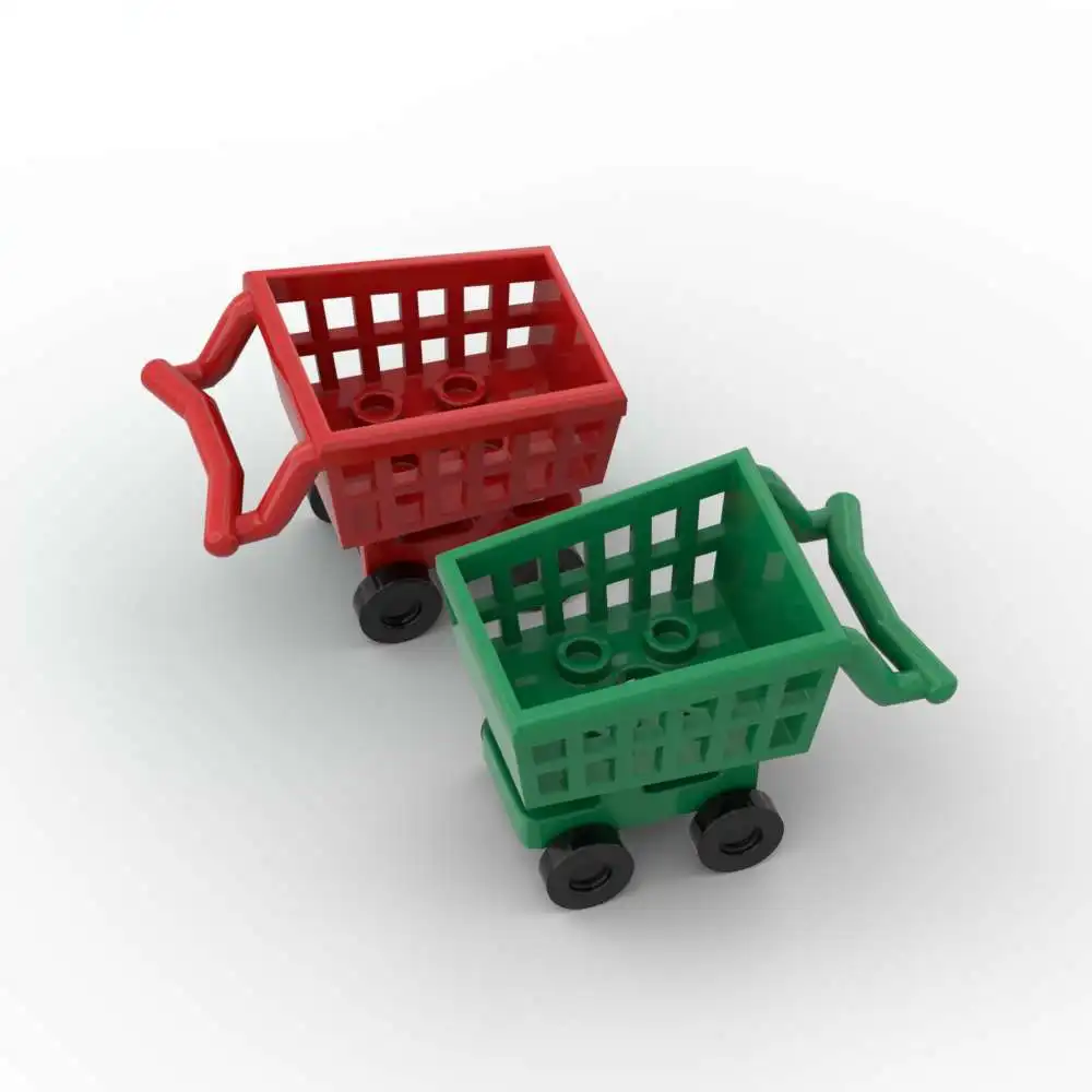 MOC 1PCS 49649 2496 41362 Wheelbarrow Building Blocks Kit Handcart Shopping Cart Bricks Particle DIY Toy Children Birthday Gift