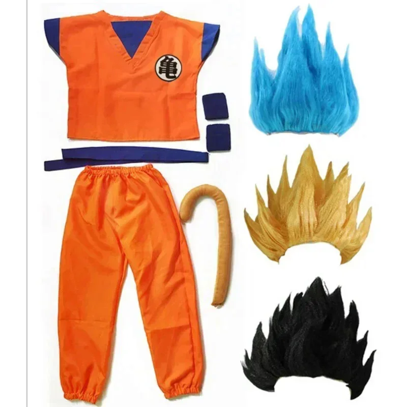 AA Хэллоуин для детей и взрослых Z, костюм Гоку, костюмы для косплея, топ/брюки/ремнь/хвост/запястье/парик, новинка 2023 г.