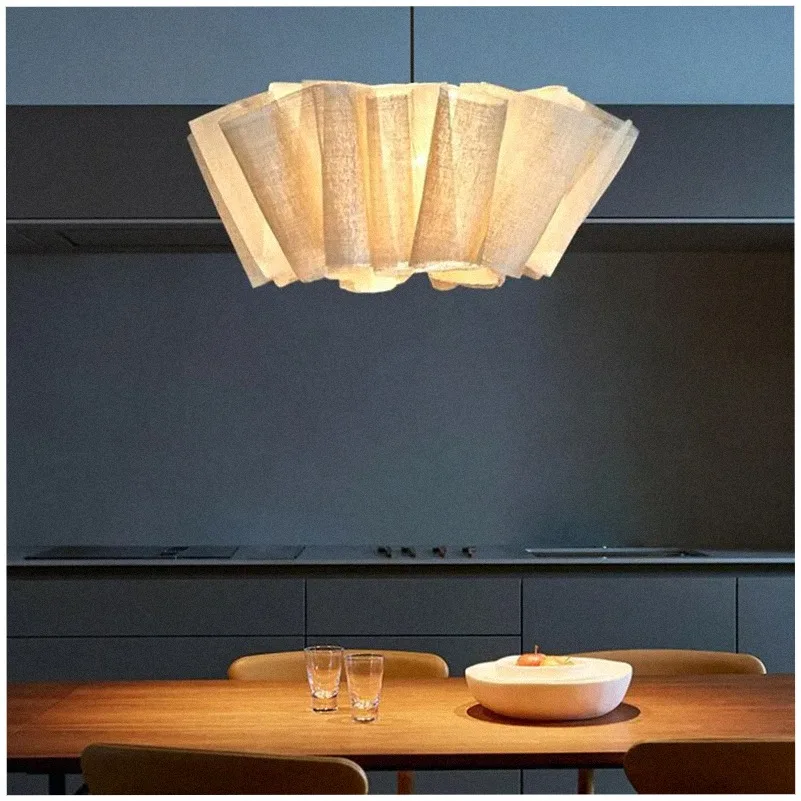 Nordic Wabi Sabi Pendant Light Pleated Linen Fabric Lamp For Living Room Dining Room Bedroom Kitchen Handmade Boho Home Decor