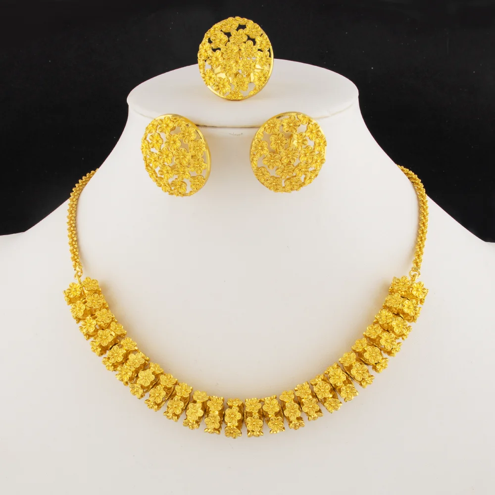 YM Dubai 18K Gold Plated Jewelry Set Gold 4