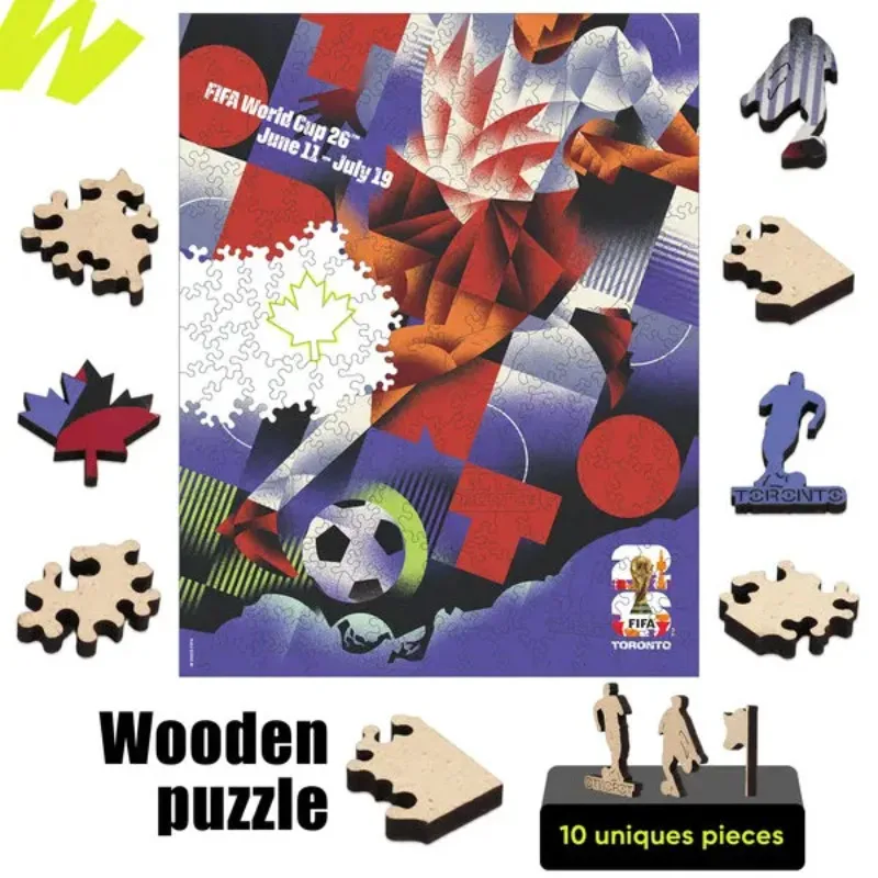 

Official 2026 FIFA World Cup Toronto City Jigsaw Puzzle Poster 9.4*11.8in High Quality Wooden Puzzle Gifts for Kids for Adults