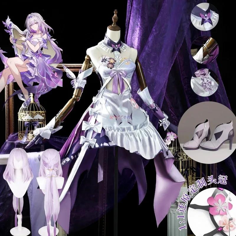 

Новая новая игра Honkai Star Rail Castorice Косплей Костюм Хэллоуин Рождество Ролевая игра Вечеринка Комикс Касторсе Лолита Платье Парик Ш