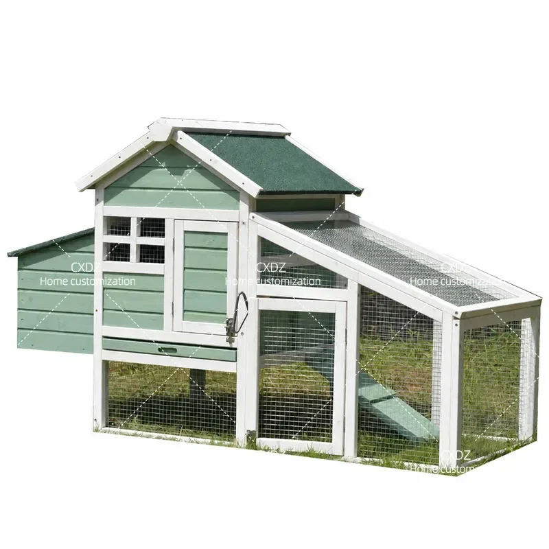 Wooden Chicken Coop Double Layer Outdoor Poultry House for Ducks Rabbits Pigeons Farm Animal Cage Shelter