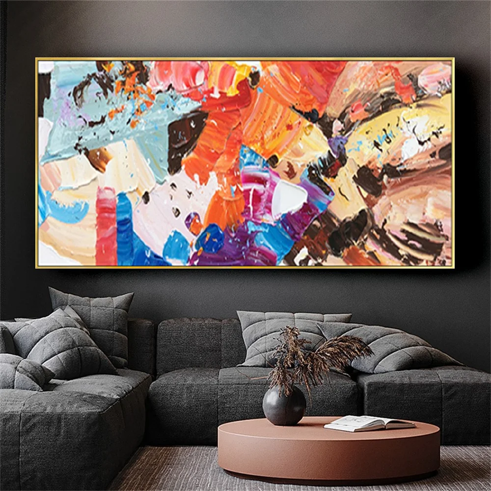 

Hand Painted Abstract Gold colourful Canvas Acrylic painting decor Living Room large Wall art home decor oil painting on canvas