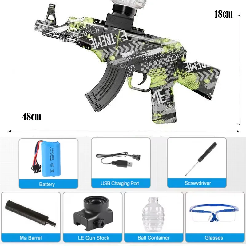 AK47電動ブラスターガンおもちゃ、充電式自動屋外おもちゃ、チーム家族活動に最適なギフト