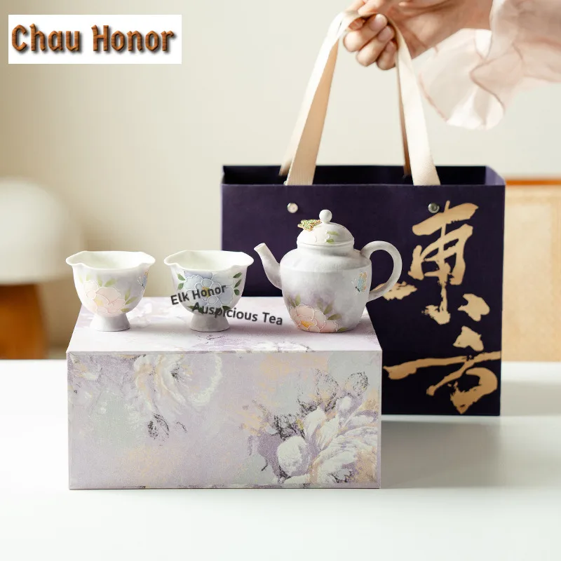 

Ручная роспись пион Zishan Чайный сервиз Полный набор Роскошный набор с крышкой для чая Gaiwan Набор для чайной церемонии Чайный чайник и чайная чашка Набор украшений Ча