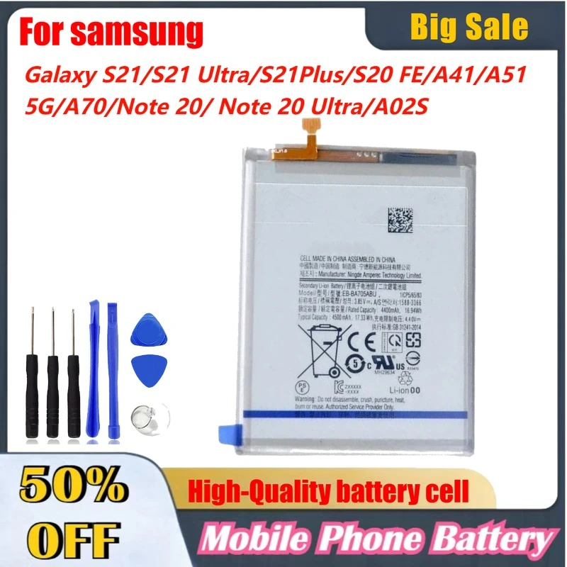 High Capacity Phone Battery For Samsung Galaxy S21/S21 Ultra/S21Plus/S20 FE/A41/A51 5G/A70/Note 20/Note 20 Ultra/A02S Batteries