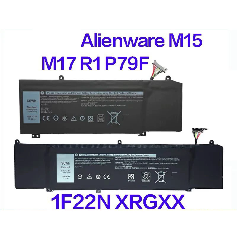 

1F22N XRGXX Аккумулятор для ноутбука Dell ALIENWARE 2018 orion M15 M17 R1 Inspiron G5 5590 G7 7590 7790 P82F P79F P37E 06YV0V 0JJPFK