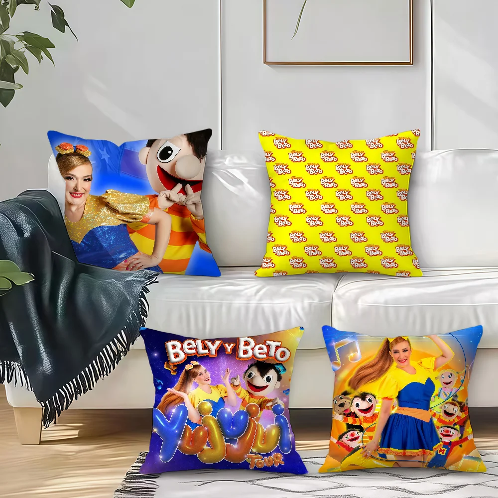Funda de cojín con dibujos animados de B-Bely y Beto, funda de cojín cuadrada para sofá, funda de almohada cómoda e informal respetuosa con la piel