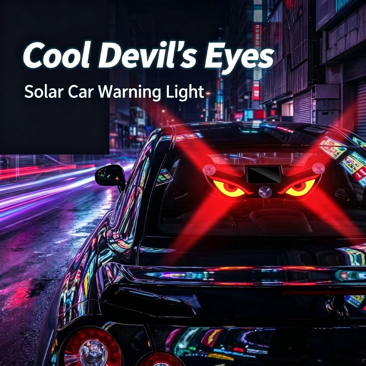 NEW Car Devil Eye Solar Wireless Decorative Light LED Warning Light Triangular Window Rear Window Car Fun Ambient Light