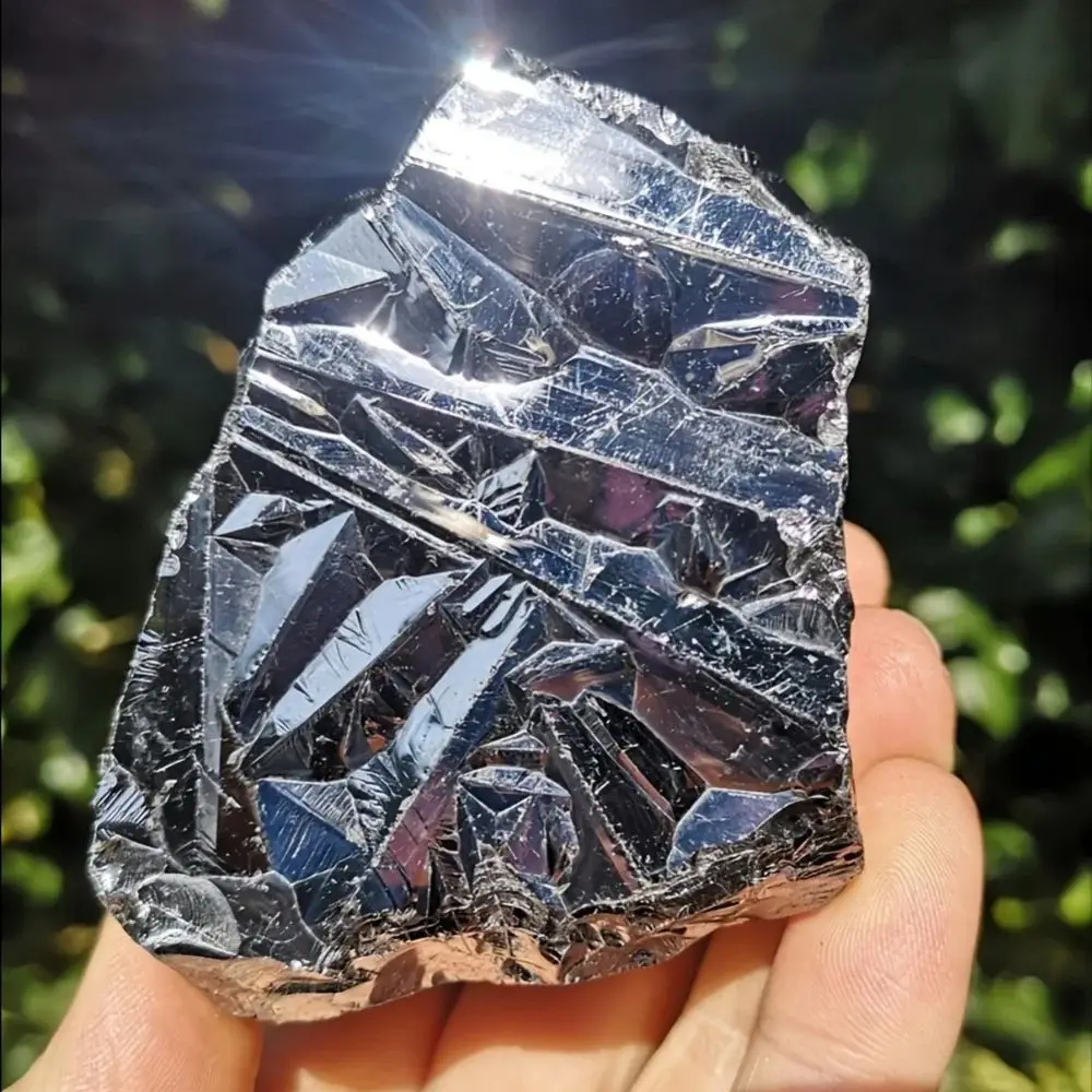 200g Natural Terahertz Stone Rough Metallic Luster Mineral Garden Specimen Aquarium Crystal Healing Reiki Energy Home Decoration