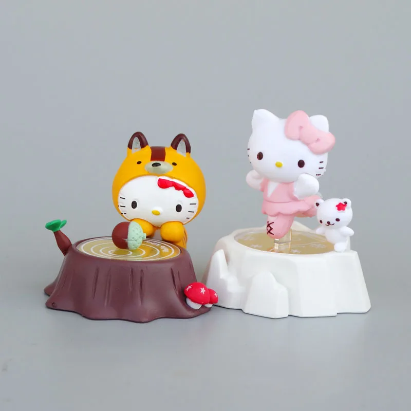 MINISO Melody Moon Bath KT Cat Assembly Doll Scene Hand Cake Ornaments Twist Egg Doll Action Figure Cake Decorate Ornament Gifts