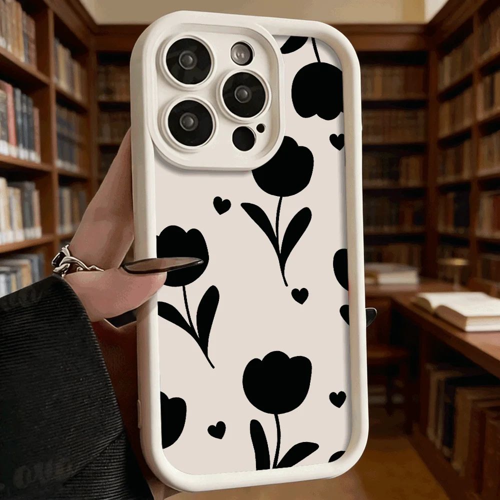 Schwarzes Tulpenblumenmuster Luxus Anti-Rutsch TPU Handyhülle für Xiaomi Redmi Note 15 14 13 12 11 10 9 Pro Vollschutz-Cover – Detail 9