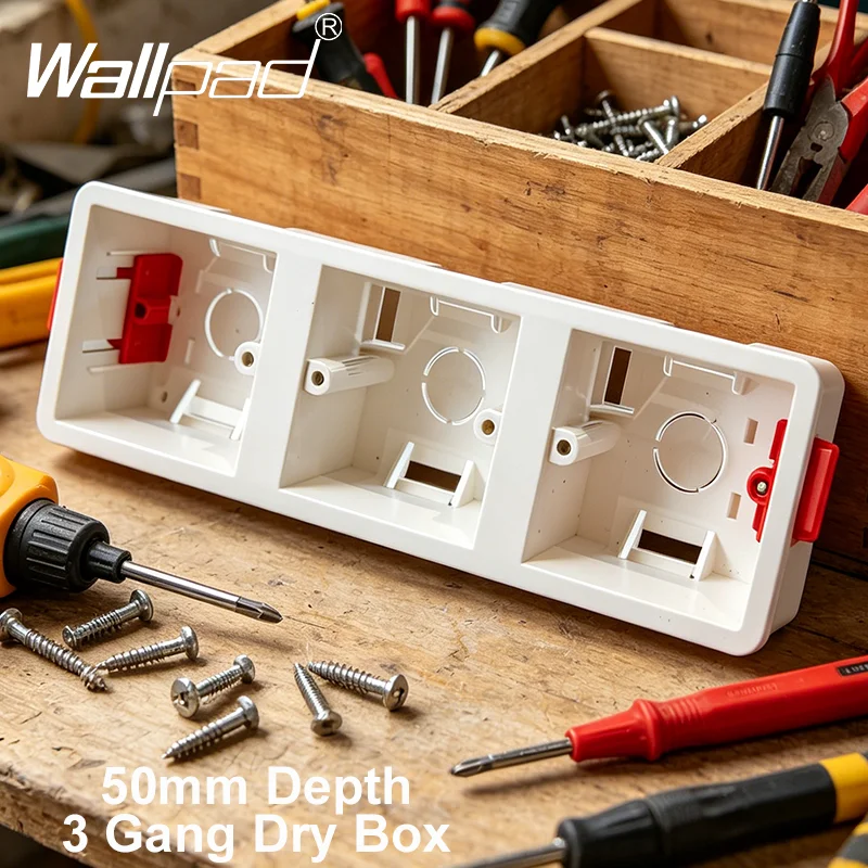 Boîtier triple cassette de type 86 pour cloison sèche, profondeur 50 mm, pour plaques de plâtre, cloisons sèches, panneaux de plâtre, interrupteurs et prises murales