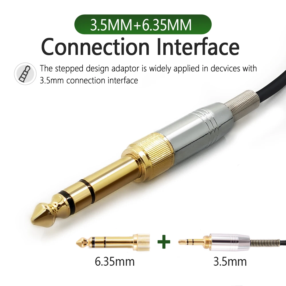 3.5MM + 6.35MM to 2.5MM High-extensional Spring Cable of Headphone Suitable for SENNHEISER HD6 HD7 HD8 HD515 HD518 HD558 HD598