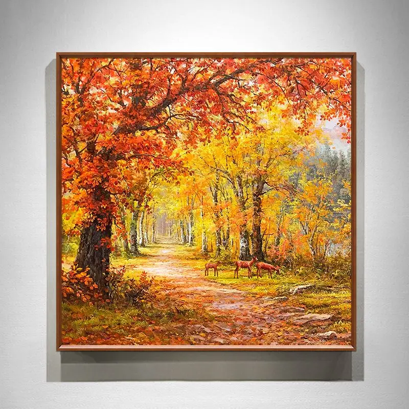

Hand painted oil painting Restaurant entrance decorative painting Modern light luxury landscape oil painting