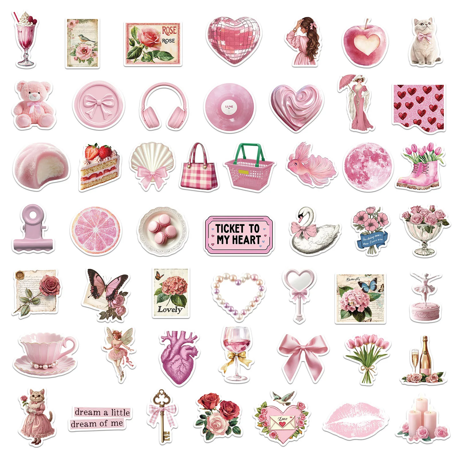 

50 новых розовых эстетических наклеек с граффити, декоративные наклейки для ноутбука, багажа, чашки с водой