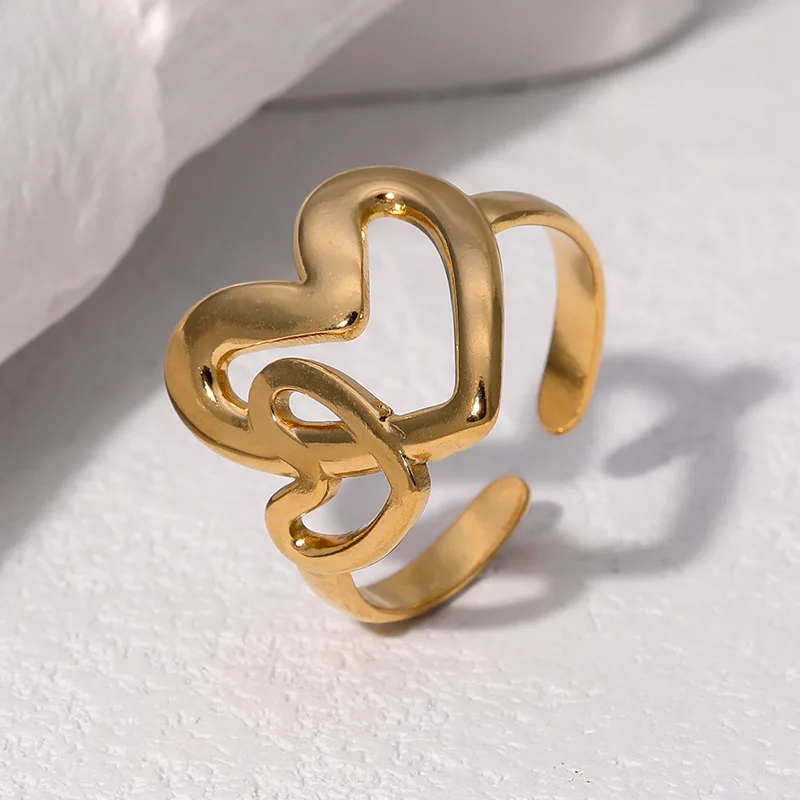 Light Luxury Personalized Love Ring Woman And Men Colorfast Stainless Steel Open Rings Party Jewelry Gifts Кольцо Сер