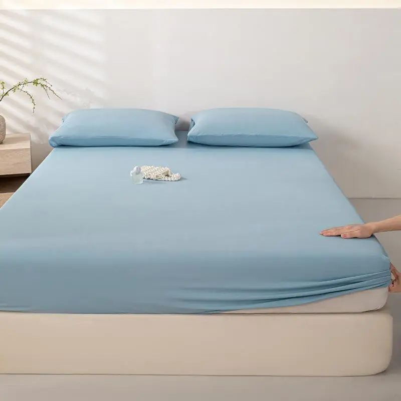 Light Grey Brushed Twill Fitted Mattress Cover Soft Breathable Fabric For Bedroom Guest Room Daily Bedding Use