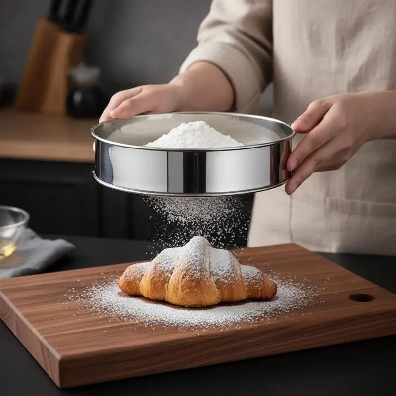 15-20cm Silver Stainless Steel Sieve 60 Mesh Ultra-Fine Handheld Sifter Strainer for Baking Powder Straining Kitchen Use