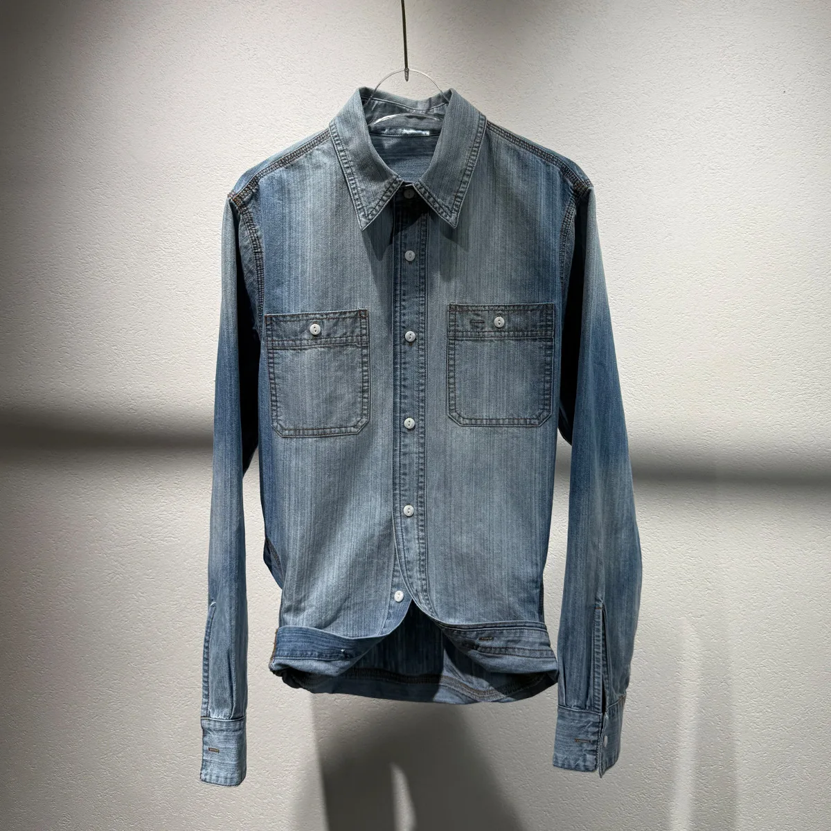 2025 Summer New Design Small-Scale Collar Long-Sleeved Denim Shirt with Irregular Ruffles Casual Top for Women shirts
