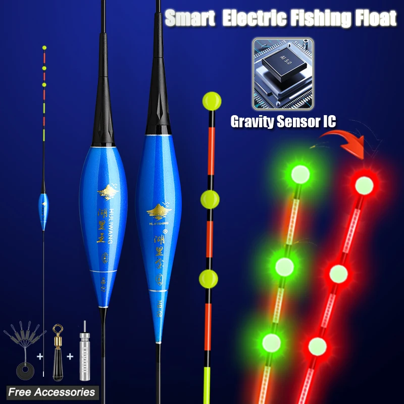 WLPFISHING Fishing Floats CR425 Gravity Sensor Smart IC Build-in LED Electric Luminous Bobbers Color Change Rechargeable Kit