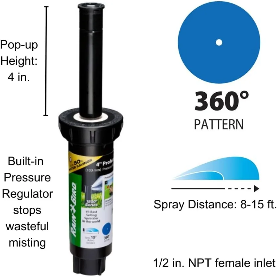 رشاش منبثق احترافي مزدوج الرش مع تنظيم الضغط PRS للري الفعال في الحدائق والمروج 360 Full Cir #2