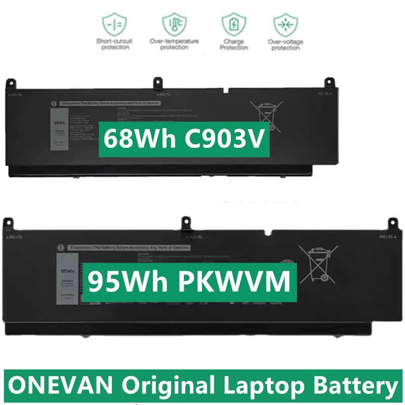 Batería Original para ordenador portátil ONEVAN para DELL Precision 15 7550 7560 Series Precision 17 7750 7760 Series PKWVM 95WH C903V 68WH