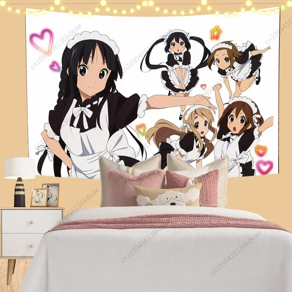 أنيمي Kawaii نسيج K-On ملصق ديكور خلفية القماش جدار ديكور فني غرفة المعيشة غرفة نوم قماش صوفي المفروشات خلفية