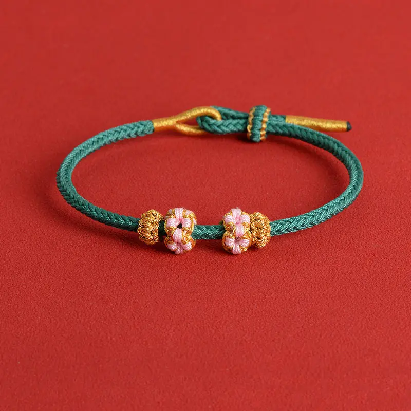 Hand-woven Peach Blossom Knot Red Rope Semi-finished String Gold Jewelry Accessories Men's and Women's Girlfriends Bracelet